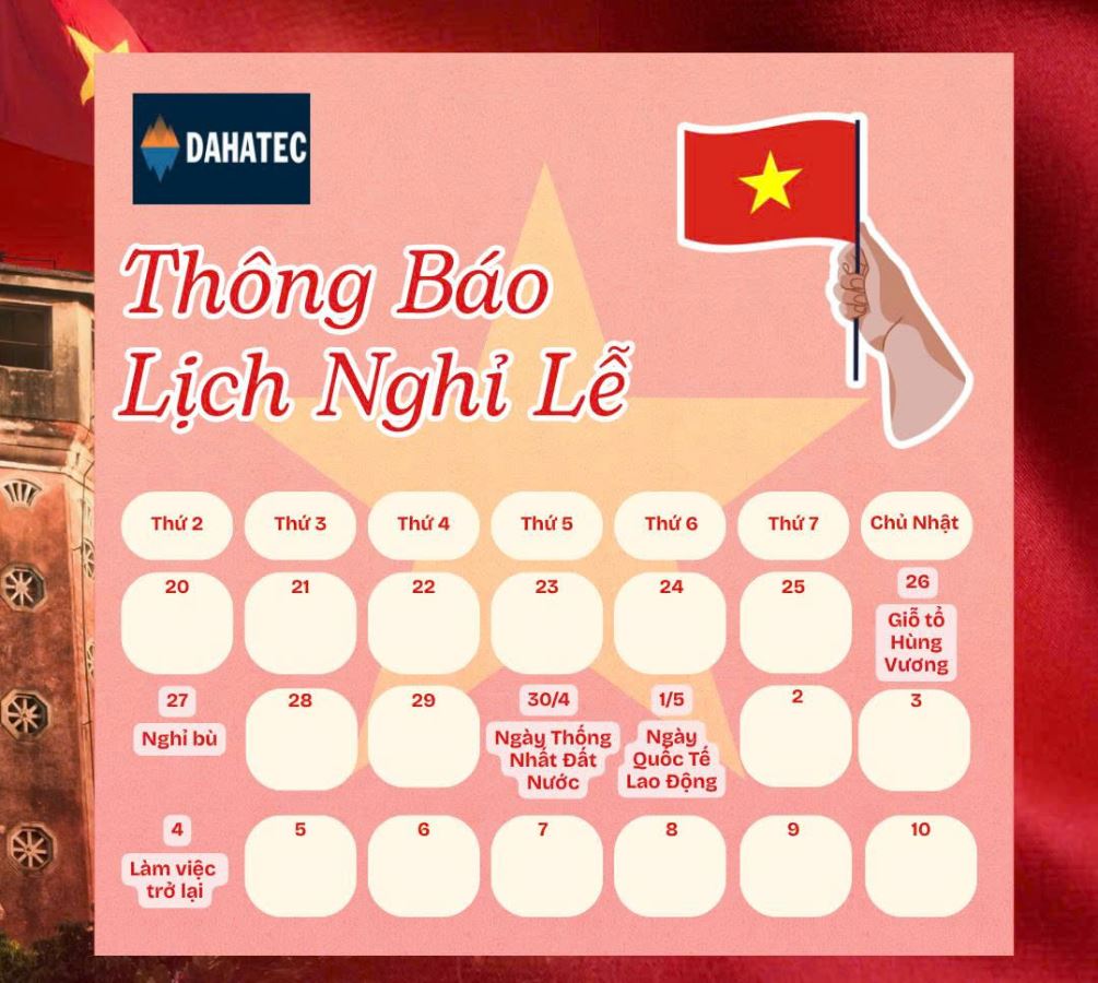 Thông báo lịch nghỉ lễ Giỗ Tổ Hùng Vương, Giải phóng miền Nam thống nhất đất nước, Quốc tế lao động 2026